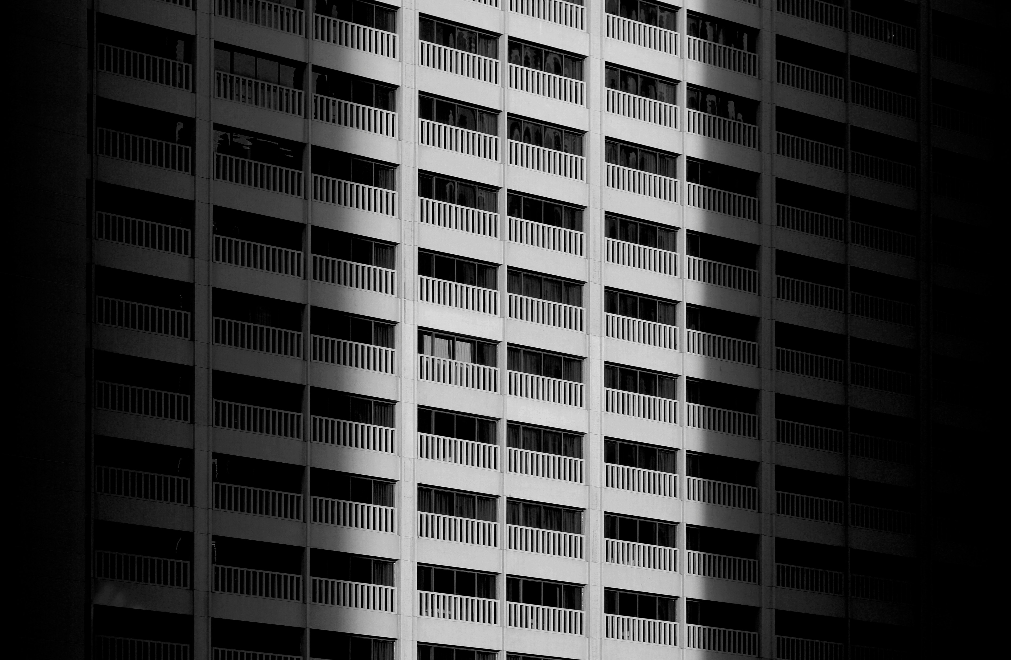 grayscale photography of building